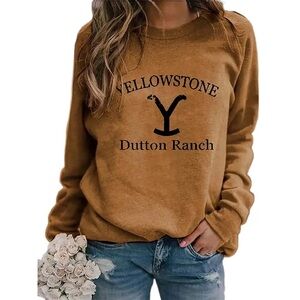 Yellowstone Dutton Ranch Women’s Lightweight Long Sleeve T-Shirt Size XL Gold